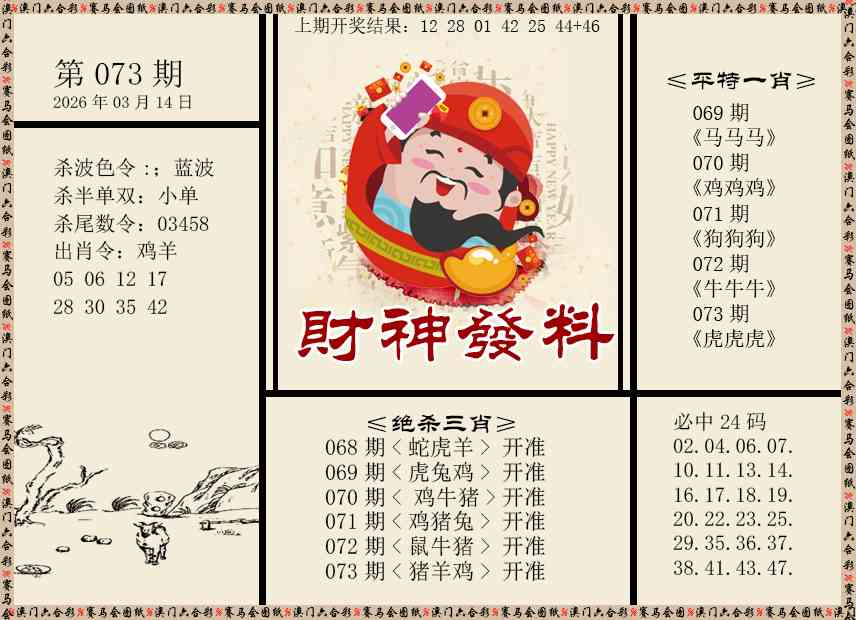073期财神发料[图]