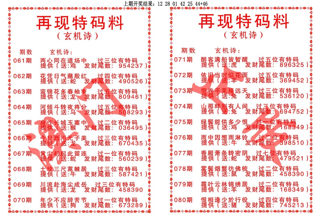 073期再现特码料[图]