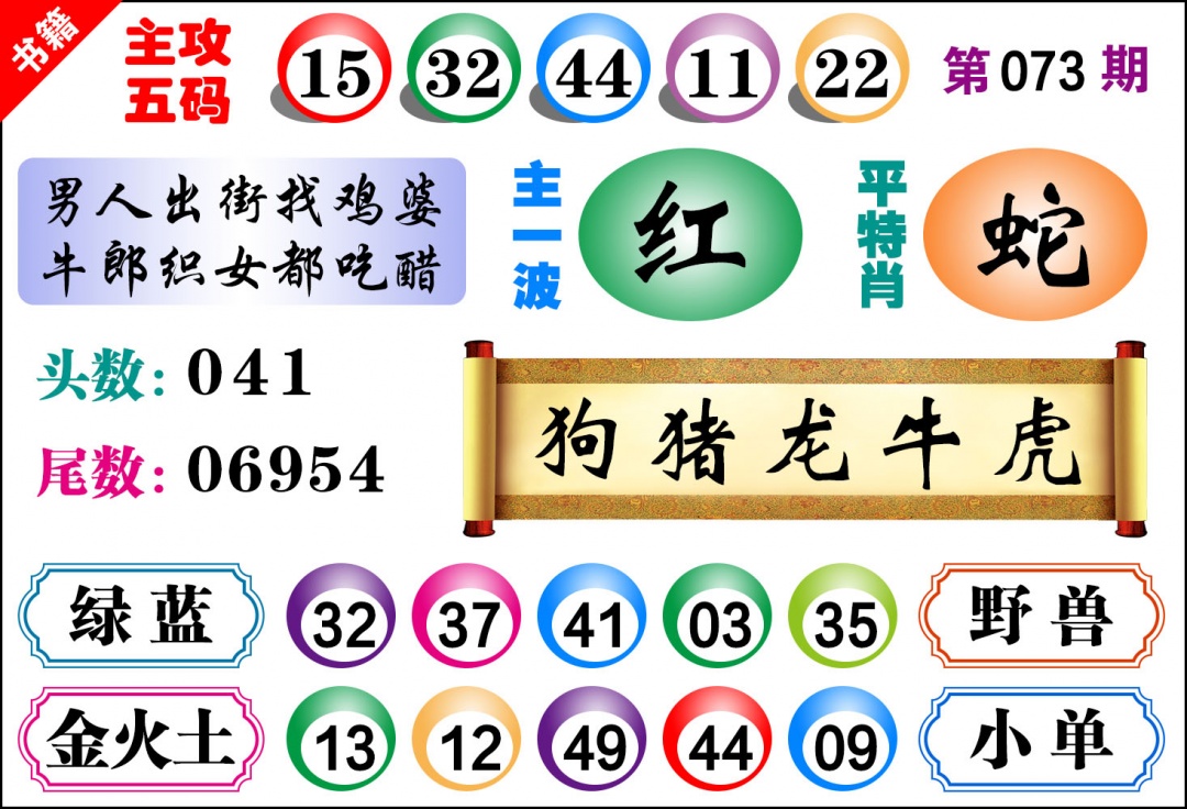 073期澳门主攻五码[图]