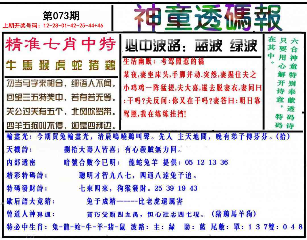 073期神童透码报[图]