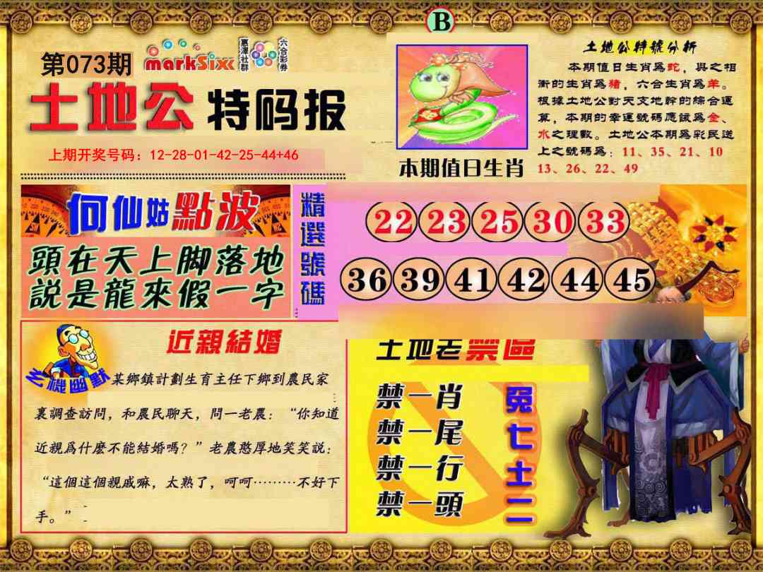 073期土地公特码报B[图]