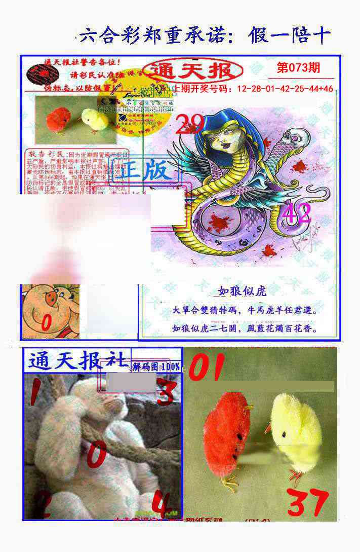 073期假一陪十通天报[图]