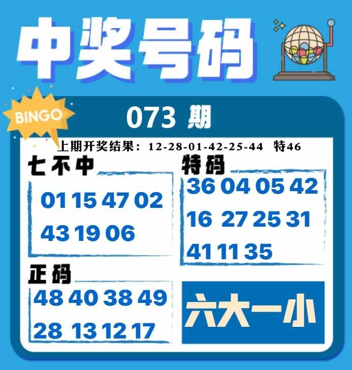 073期中奖号码[图]